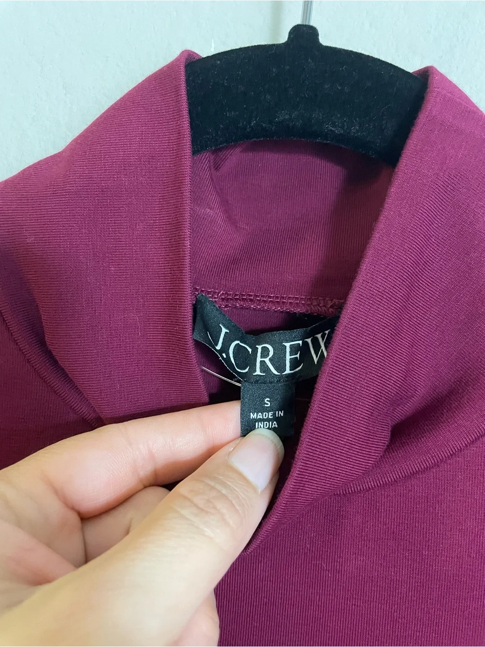 J. Crew Wine Stretch Cotton-blend Mockneck Elbow-sleeve T-shirt Size Small